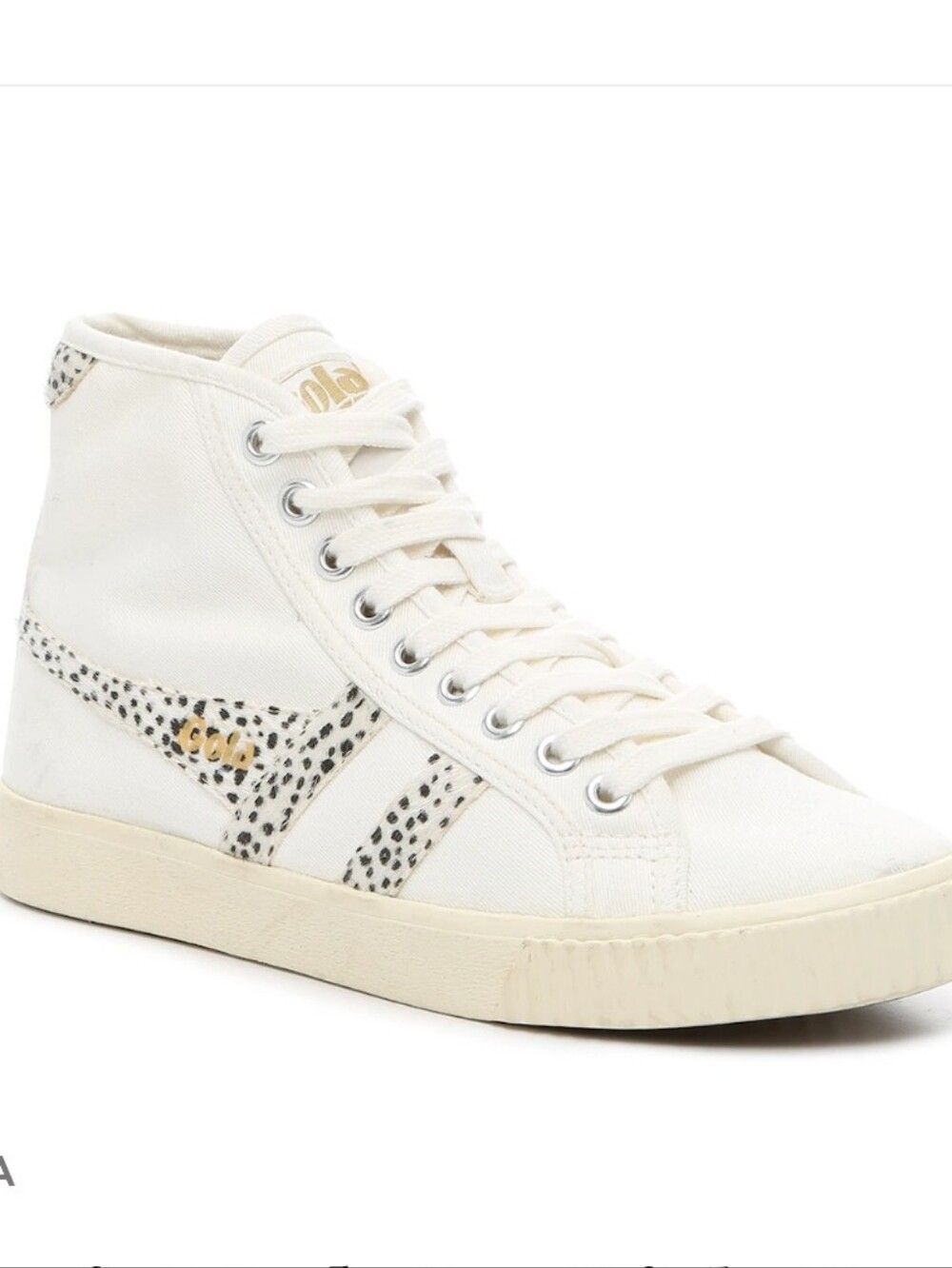 Gola Classics Tennis Mark Cox White High-Top Sneakers with Leopard Accent Sz 8